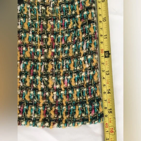 EUC Jcrew multicolored wool mini shirt with gold zippers, fully lined, back zip. - Picture 6 of 9